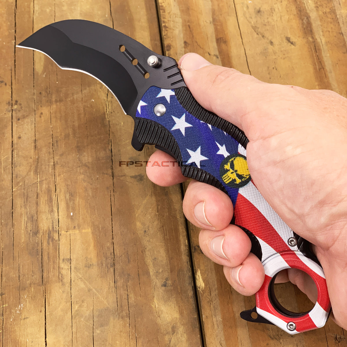 7.75 Tac Force Tactical Red Black Karambit Assisted Pocket Knife