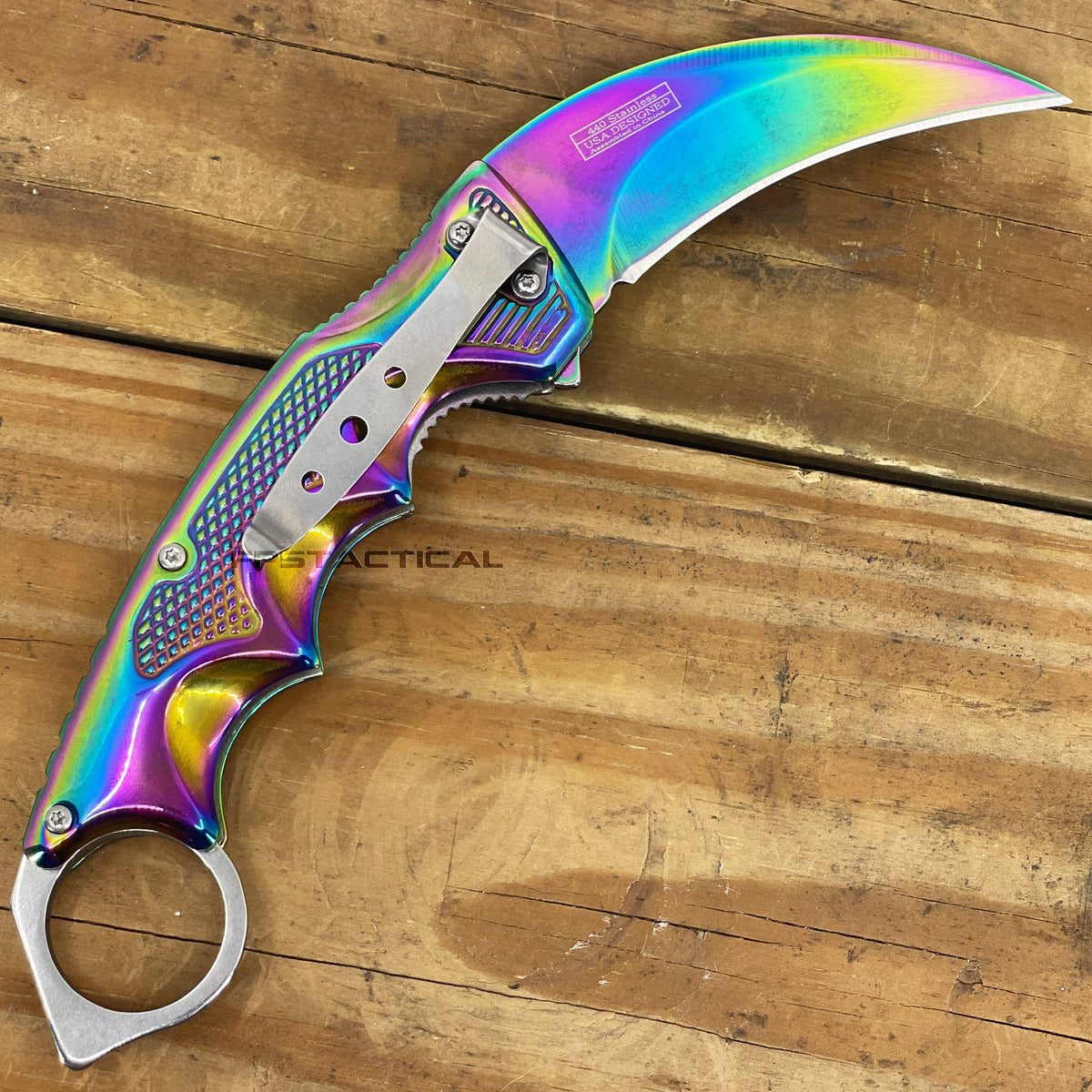 Falcon KS3329RB Mirror Iridescent / Rainbow Multi-Colored Karambit Spr