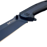 MTech USA Navy Blue Tinite Coated Cleaver Spring Assisted Stainless Steel Pocket Knife 3.5" MT-A1001BL