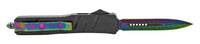 FPSTACTICAL Coruscate Compact OTF Knife Black with Dual Edge Damascus Iridescent Blade 3.5"
