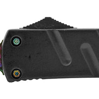 FPSTACTICAL Coruscate Compact OTF Knife Black with Dual Edge Damascus Iridescent Blade 3.5"