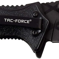 Tac-Force Black and Gray Spring Assisted Tanto / Etched Blade EDC Knife w Polymer Scales 3.5"