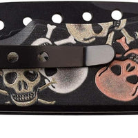 Dark Side Embossed Skulls Black / Silver / Copper Multi-Color Spring Assisted Fantasy Pocket Knife 4"