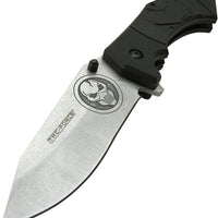 Tac-Force Skull Spring Assisted Tactical Knife w Stonewash Blade & Molded Tactile Polymer Scales Black / Gray 3.75"