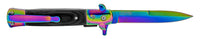 Falcon Iridescent Multi-Color Spring Assist Stiletto Knife w Black Ash Wood Scales 3.75" KS6008RBW
