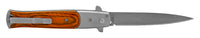 FPSTACTICAL Arbres Satin Silver and Pakkawood Switchblade Stiletto Knife 4"
