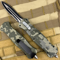 FPSTACTICAL Firth ACU Digital Camouflage Olive Green, Light Tan, and Black Dual Edge Serrated OTF Knife 3.5"