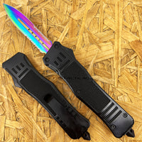 FPSTACTICAL ARC II OTF Knife Black with Dual Edge and Serrated Iridescent 3.5"
