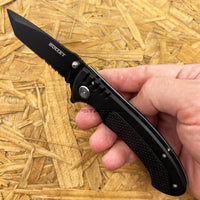 Falcon Bullet Matte Black Compact Spring Assisted Knife with Tanto Blade 3.75"