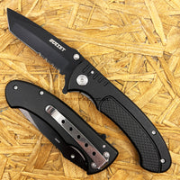 Falcon Bullet Matte Black Compact Spring Assisted Knife with Tanto Blade 3.75"