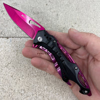 MTech USA Spring Assisted Anodized Purple and Black Tactical Pocket Knife w Bottle Opener / Screwdriver 3.75"
