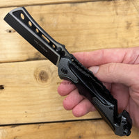 Tac-Force Gray & Black Cleaver Spring Assisted Tactical Rescue Pocket Knife 3.5"