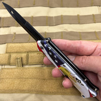 Pacific Solutions American Bald Eagle Joker Style Spring Assisted Stiletto Knife Black 3.75" KS1024EG
