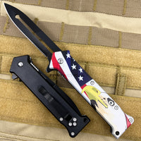 Pacific Solutions American Bald Eagle Joker Style Spring Assisted Stiletto Knife Black 3.75" KS1024EG
