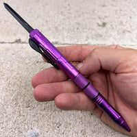 FPSTACTICAL Kuboton Compact OTF Tactical Pen Knife Purple with Dual Edge Black Blade 1.75"
