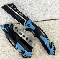 Tac-Force Black & Blue Cleaver Spring Assisted Tactical Rescue Pocket Knife 3.5"