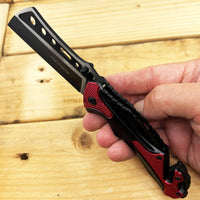 Tac-Force Red & Black Cleaver Spring Assisted Tactical Rescue Pocket Knife 3.5"
