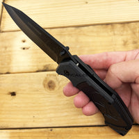 Tac-Force Skull Spring Assisted Tactical Knife  Blade & Molded Tactile Polymer Scales Black 3.75"
