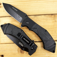 Tac-Force Skull Spring Assisted Tactical Knife  Blade & Molded Tactile Polymer Scales Black 3.75"
