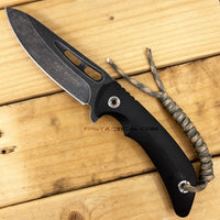 Tac-Force Black / Gray Stonewash Full Tang Survival Knife with Sheath Compass and Fire Starter 4.5"
