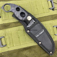 Tac-Force Black / Gray Stonewash Full Tang Fixed Blade Wharncliffe Knife with Sheath 4.5"
