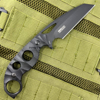 Tac-Force Black / Gray Stonewash Full Tang Fixed Blade Wharncliffe Knife with Sheath 4.5"
