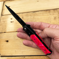 Falcon Compact Black and Pink Pearl Spring Assisted Stiletto Knife 3"
