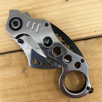 Falcon Mirror Finish / Chrome Silver Karambit Spring Assisted Tactical Knife 2.5"
