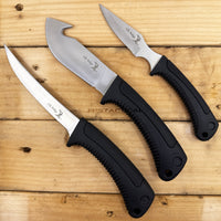 Elk Ridge 3 Piece Fixed Blade Camping / Fishing / Hunting Fillet Knife Set with Nylon Fiber / Rubber Handle and Sheath 10"
