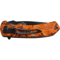 Tac-Force Stainless Steel Hunters Orange Woodland / Snowblind Camouflage Drop Point Spring Assisted Knife 3.5"
