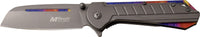 MTech USA Gray Tinite Coated Cleaver Spring Assisted Stainless Steel Pocket Knife w Rainbow Accents 3.5" MT-A1078GY
