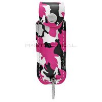 Survivor Pepper Spray Self Defense / Protection Keychain w Pink Camouflage Leather Case USA Made
