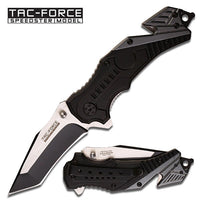 Tac-Force TF-640 Pewter Gunmetal / Silver & Black Two Tone Spring Assisted Tanto Blade EDC Knife 3.5"
