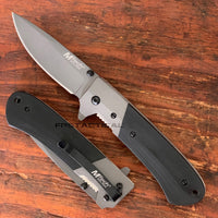 MTech USA MT-1067GY Ball Bearing Gray / Black Manual Folding Pocket Knife w G10 Scales 3.75"