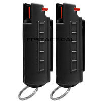 Quantity 2x Survivor Pepper Spray Self Defense / Protection Keychains w Hard Shell Cases USA Made - Black
