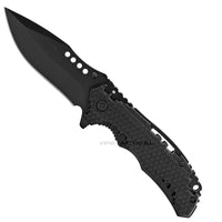 Pacific Solutions KS1696BK Black Honeycomb Grooved Spring Assisted Tactical Knife 3.75"