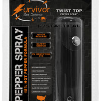 Survivor Pepper Spray Self Defense / Protection Keychain w Leather Case USA Made Black