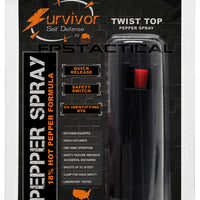 Survivor Pepper Spray Self Defense / Protection Keychain w Hard Shell Case USA Made - Black