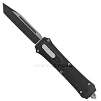 FPSTACTICAL Efficacy OTF Knife Black & Silver w Tanto Blade and Rubberized Handle 3.5"