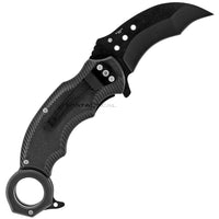 Pacific Solutions Army Punisher Skull Spring Assist Karambit Knife Black Olive Drab Green Textured Polymer G10 Scales 2.75"
