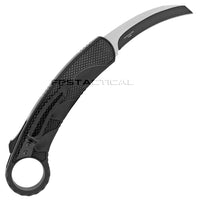 ALP Vulcanite Black and Silver Karambit Style OTF Automatic Switchblade with Rubberized Grip 3.25"
