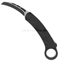 ALP Vulcanite Black and Silver Karambit Style OTF Automatic Switchblade with Rubberized Grip 3.25"
