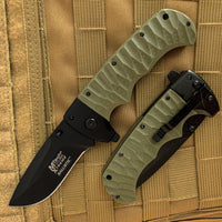 MTech USA Olive Drab Green Heavy Duty Spring Assisted Bowie Knife 4"
