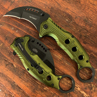 Tac-Force OD Green & Black Karambit Spring Assisted Tactical Knife w Glass Breaker 3"
