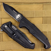 Tac-Force Midnight Ops Black Spring Assisted Skull Knife with G10 Scales / Black 3.75"
