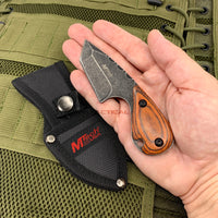 Mtech USA Black / Gray Stonewash Miniature Full Tang Fixed Blade Knife w Snap Lock Sheath 2.5"
