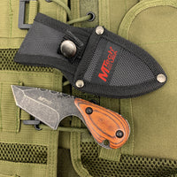 Mtech USA Black / Gray Stonewash Miniature Full Tang Fixed Blade Knife w Snap Lock Sheath 2.5"
