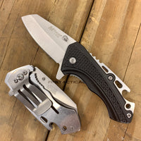 Mtech USA Miniature Spring Assisted Tactical Knife w Bottle Opener Silver & Black 2.25"
