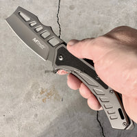 MTech USA MT-A1084GY Gray & Black Cleaver Spring Assisted Pocket Knife w/ G10 Inlay 3.5"
