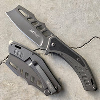 MTech USA MT-A1084GY Gray & Black Cleaver Spring Assisted Pocket Knife w/ G10 Inlay 3.5"
